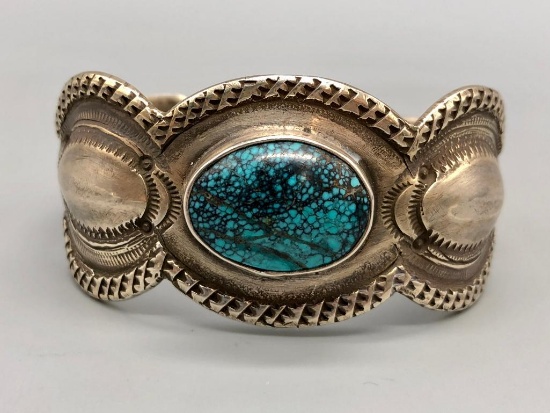 Ingot Silver & Turquoise Bracelet