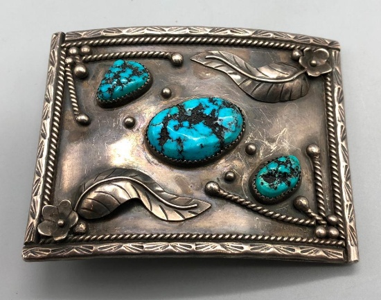 Vintage Three Stone Turquoise Belt Buckle