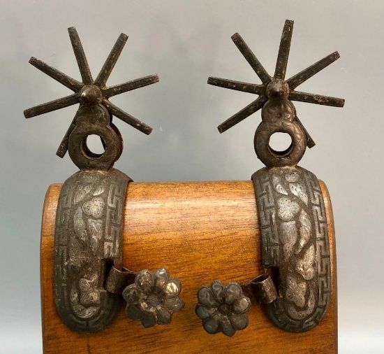 Antique Pair of Mexican Spurs with Inlay