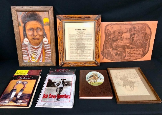 Original Bob Brown Art on Leather and Related Paraphernalia