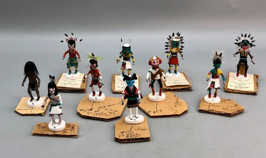 Group of Ten Fine Mini Hopi Kachinas by Gil Maldonado