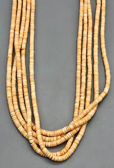 Five Strand Heishi Shell Necklace