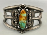 Sandcast & Turquoise Bracelet