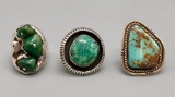 Three Nice Vintage Turquoise Rings