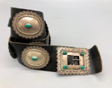 Vintage Turquoise & Sterling Silver Concho Belt