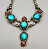 1970s Turquoise & Coral Necklace