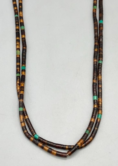 Shell & Turquoise Heishi Style Necklace