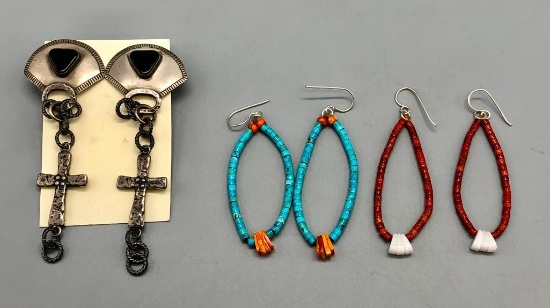 Three Pairs of Various Earrings