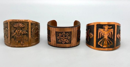 Three Vintage Copper Bracelets