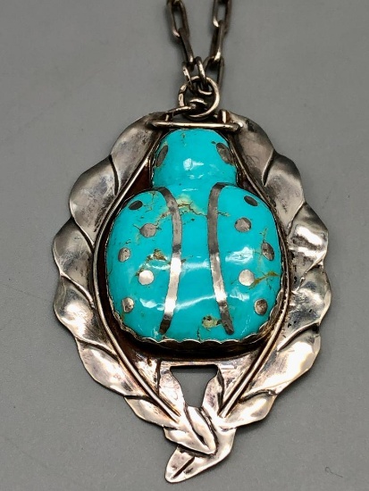 Unique Ladybug Turquoise Necklace