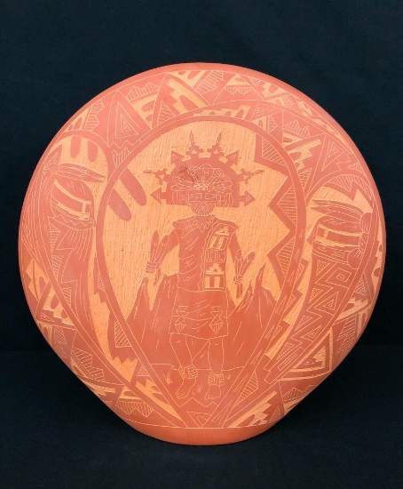 Acoma Carved Kachina Pot