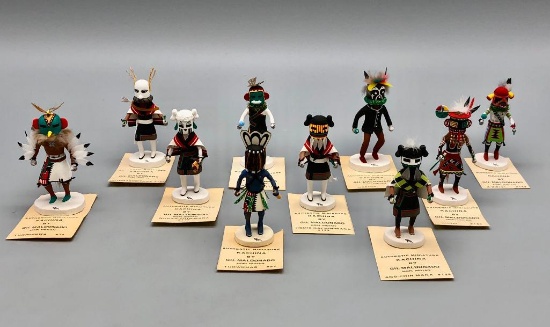 Group of 10 Fine Mini Hopi Kachinas by Gil Maldanado