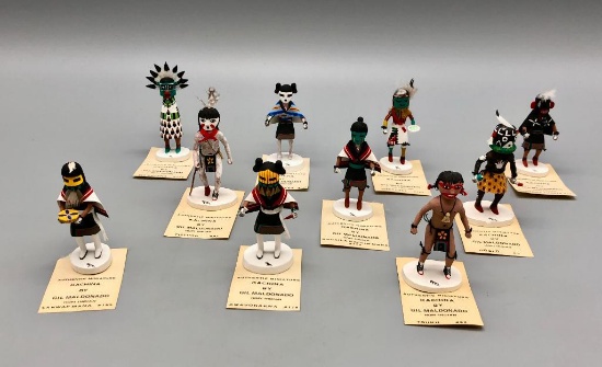 Group of 10 Fine Mini Hopi Kachinas by Gil Maldanado