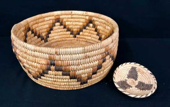 Two Tohono O'odham Closed Stitch Baskets