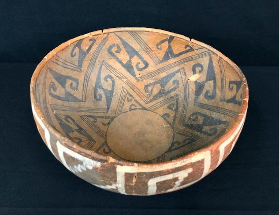 Prehistoric Anasazi Polychrome Pottery Bowl