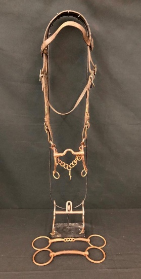 Old U.S. Military Bridle & 3 Other Old Bits