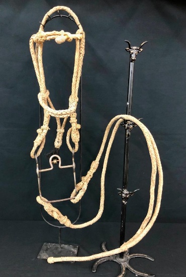 Handmade Bit with Navajo Silver Overlay & Braided Headstall