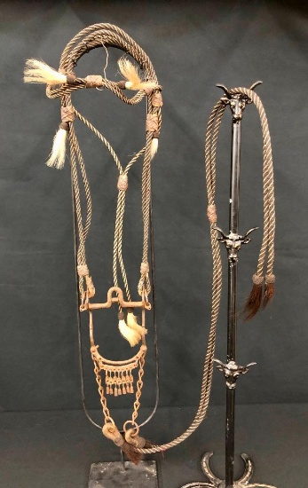Older Hitched Horsehair Bridle & Hand Forged Bit