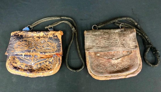 Two Old Leather "Possibles" Bags