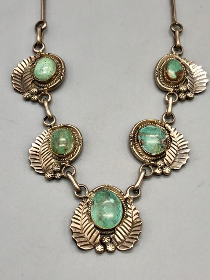Vintage Turquoise & Sterling Silver Necklace