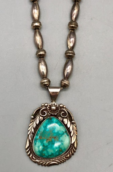 Vintage Turquoise and Sterling Silver Necklace