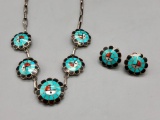 Zuni Inlay Necklace with Earring Set