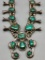Green Turquoise and Sterling Silver Squash Blossom Necklace