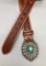 Sandcast and Turquoise Belt Buckle