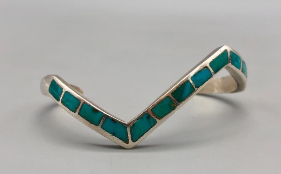 Sterling Silver and Turquoise Inlay Bracelet