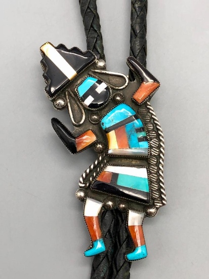 Zuni Inlay Rainbowman Bolo by J. Lamy