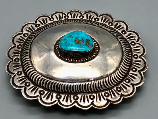 Turquoise & Sterling Silver Concho Style Buckle
