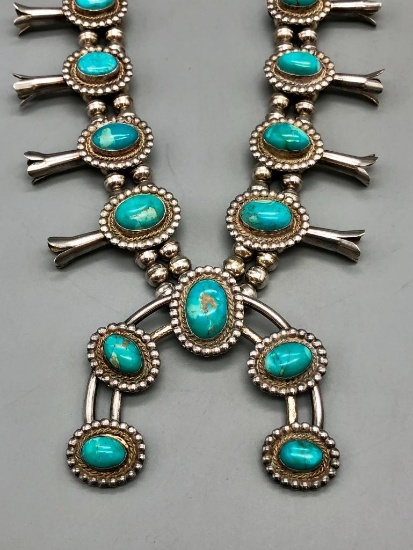 Vintage Turquoise Squash Blossom Necklace
