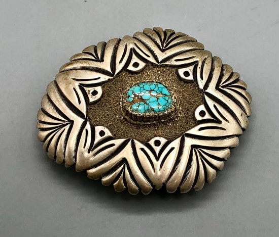 Hand Hammered, Webbed Turquoise Buckle