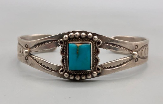 Fred Harvey Era Sterling Silver and Turquoise Bracelet
