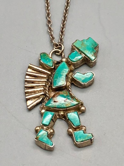 Vintage Rainbow Man Turquoise Inlay Necklace