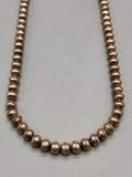 Long Sterling Silver Bead Necklace