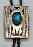 Nice Turquoise and Sterling Silver Shadowbox Bolo