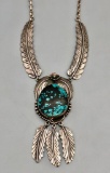 Sterling Silver and Webbed Turquoise Necklace