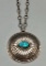 Turquoise and Sterling Silver Pendant and Handmade Chain (JHQ)