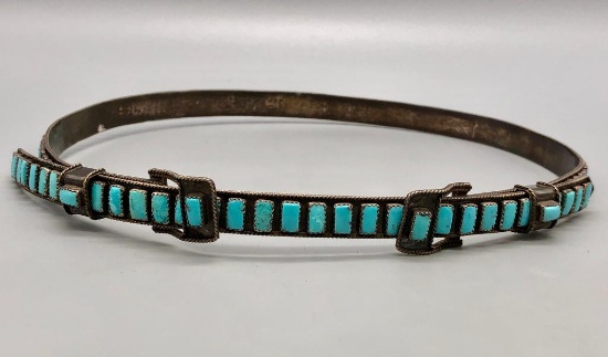 Exquisite Sterling Silver and Turquoise Hatband
