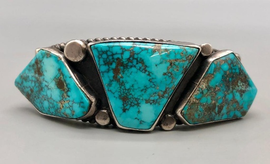 High Grade Three- Stone Turquoise Bracelet