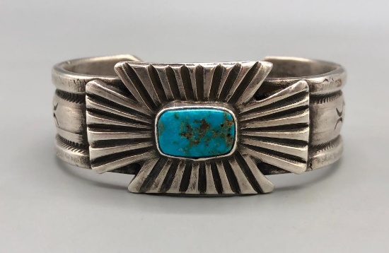 Ingot Silver and Turquoise Bracelet