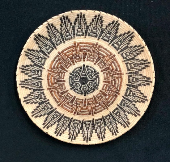 Wonderful Polychrome Squash Blossom Design Horsehair Basket