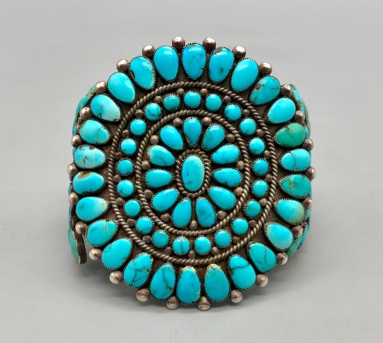 Circa 1940s Turquoise Cluster Bracelet