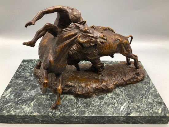 Charlie Russell Bronze - Indian Gored by Buffalo