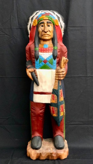Vintage Hand Carved Wooden Indian