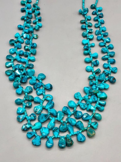 Gemmy Turquoise Two Strand Turquoise Necklace