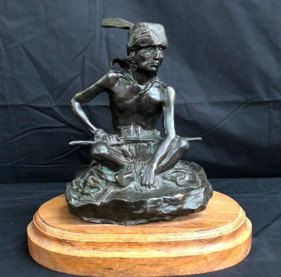 Early C.M. Russell Bronze - Watcher of The Plains
