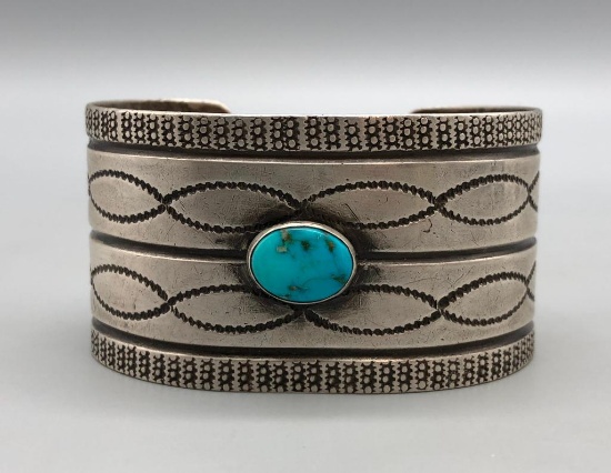 Vintage Turquoise and Sterling Silver Bracelet (1940's)