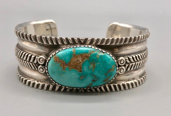 Custom Handmade Bracelet by Ernie Lister with Royston Turquoise